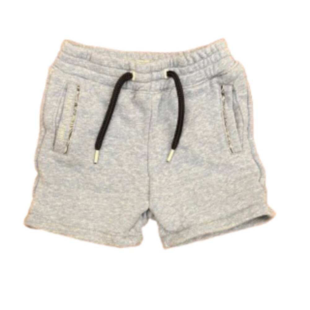 Kids Heather Light Blue Pull-On Knit Shorts with Black Drawstring